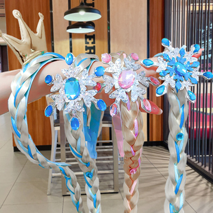 儿童假发辫头箍2024新款小女孩皇冠辫子发饰艾莎公主假发发箍头饰