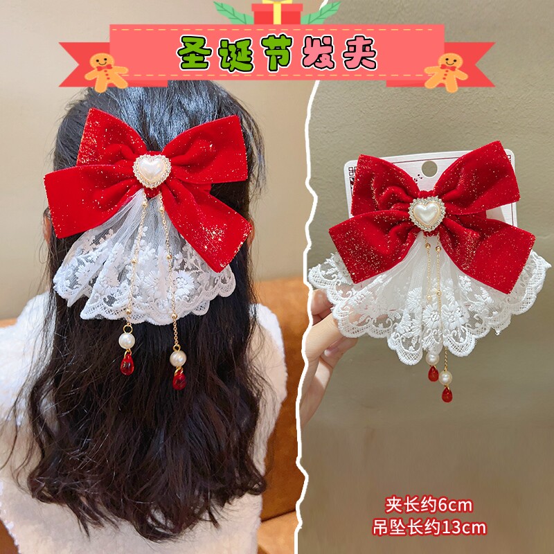 圣诞节发饰蝴蝶结发夹女童头饰