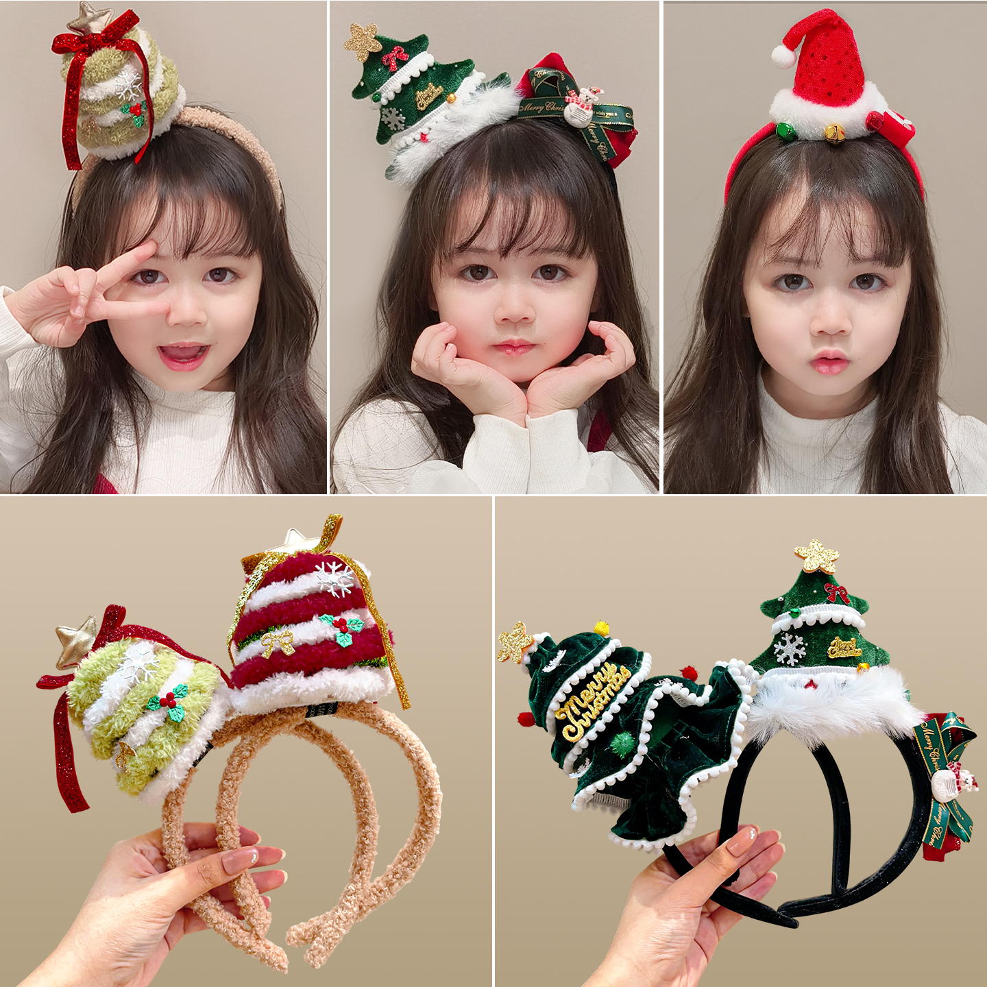 圣诞节发箍可爱圣诞帽节日氛围感头箍儿童拍照舞台表演派对装饰品