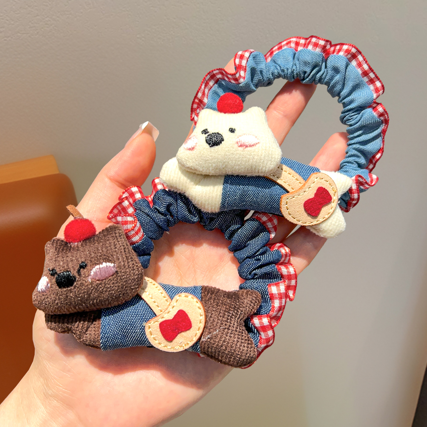 小狗牛仔蓝头绳可爱儿童小肠发圈高弹力女发饰童皮筋扎头发绳头饰