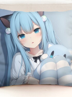现货猫羽雫抱枕P站画师甘城原创萌娘猫耳萝莉二次元靠垫定做礼物