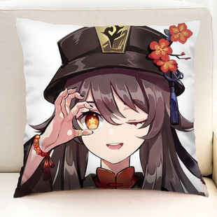 原神胡桃抱枕周边动漫派蒙可莉刻晴钟离甘雨枕头宅男玩偶靠垫礼物