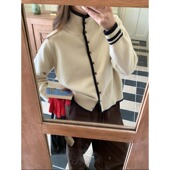 3th ZY3861 设计感撞色拼接小方扣针织开衫 Morning 早春新款