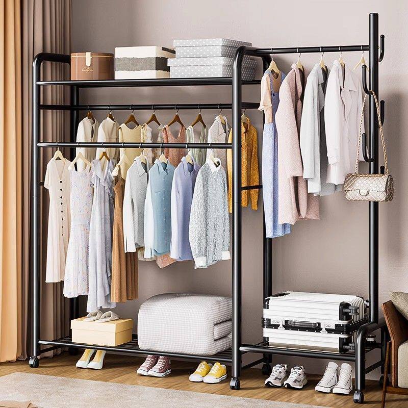 简易布衣柜家用卧室碳钢加固铁架加粗加厚出租房组装立式收纳衣橱