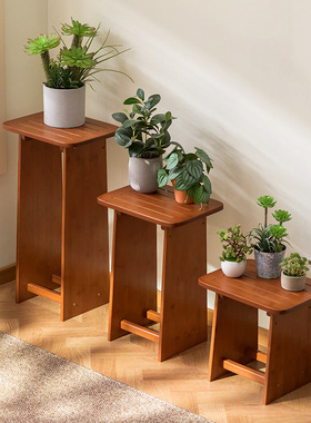 实木花台中式花架子客厅落地式双层置物架绿植花盆摆放架鱼a0209