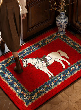 新款红色马年高级感入户门地垫家用防滑玄关脚垫耐脏进门垫