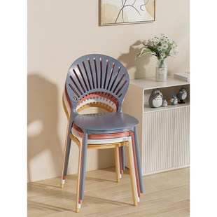 北欧餐椅家用加厚可叠放网红塑料椅子现代简约凳子客厅餐厅餐桌椅