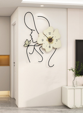 新款奶油风挂钟客厅高级感现代家用装饰时钟创意花朵静音钟a0741