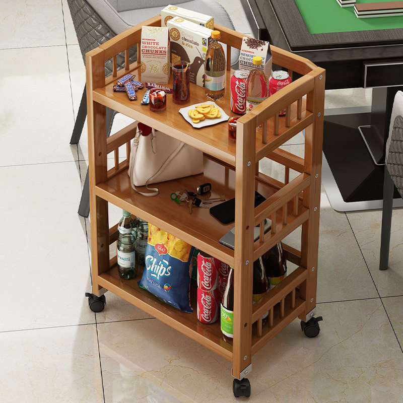 麻将桌茶几茶水架可移动边几棋牌室非实木小推车零食收纳摆放架子
