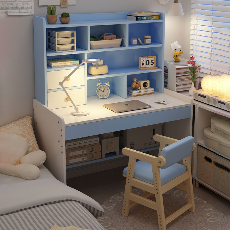 书桌书架一体家用笔记本电脑卧室学生学习桌写字台办公桌小桌子