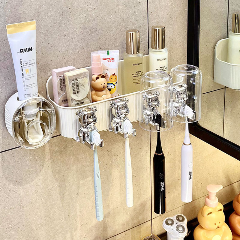 牙刷牙膏牙杯牙刷架架子置物架一家四口家庭套装漱口杯刷牙杯4口,收纳整理,洗脸巾收纳盒,淘宝优惠券,粉丝福利购,淘宝优惠卷