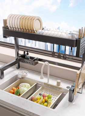 厨房水槽置物架台面碗盘收纳架多功能洗碗架水池上放碗碟架a0338