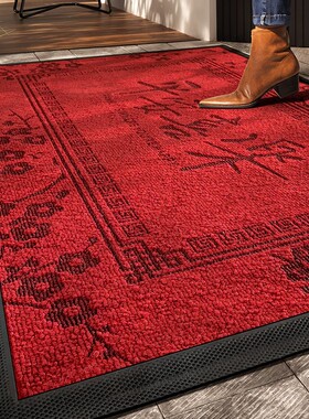 高端别墅红色地垫入户门垫大门耐脏加厚户外防滑垫子家用进门地毯