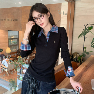 女2025新款 巨好看polo衫 t恤独特漂亮正肩高级感黑色超好看翻领