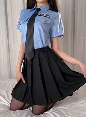 性感睡衣裙OL秘书装制服短裙蓝色纯欲服装2025新款角色扮演内衣女