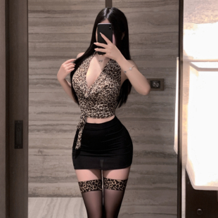 豹纹性感包臀裙ol秘书分体两穿短裙制服套装 胖MM 情感趣味内衣大码