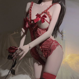 胖MM制服套装 纯欲风肚兜连体衣大码 2025新款 性感情调内衣女款