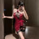 解开玫瑰 性感纯欲红色系带蕾丝肚兜女情侣约会制服晴趣qqny内衣