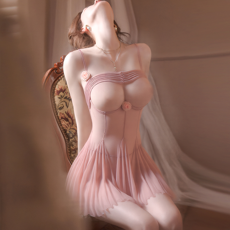 性感纯欲睡衣蕾丝吊带特透带钢圈内衣小胸聚拢禁欲系独特绝美睡裙