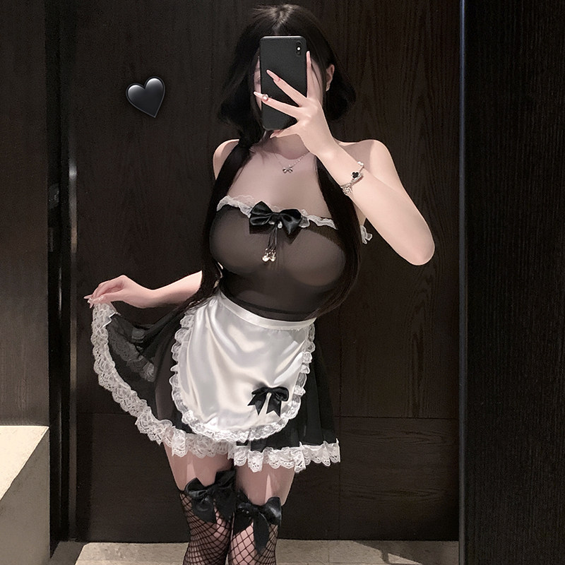 性感女仆制服内衣透视蕾丝蝴蝶结套装情调趣味内衣大码胖MM肚兜