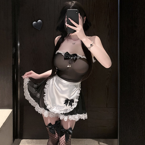 性感女仆制服内衣透视蕾丝蝴蝶结套装情调趣味内衣大码胖MM肚兜