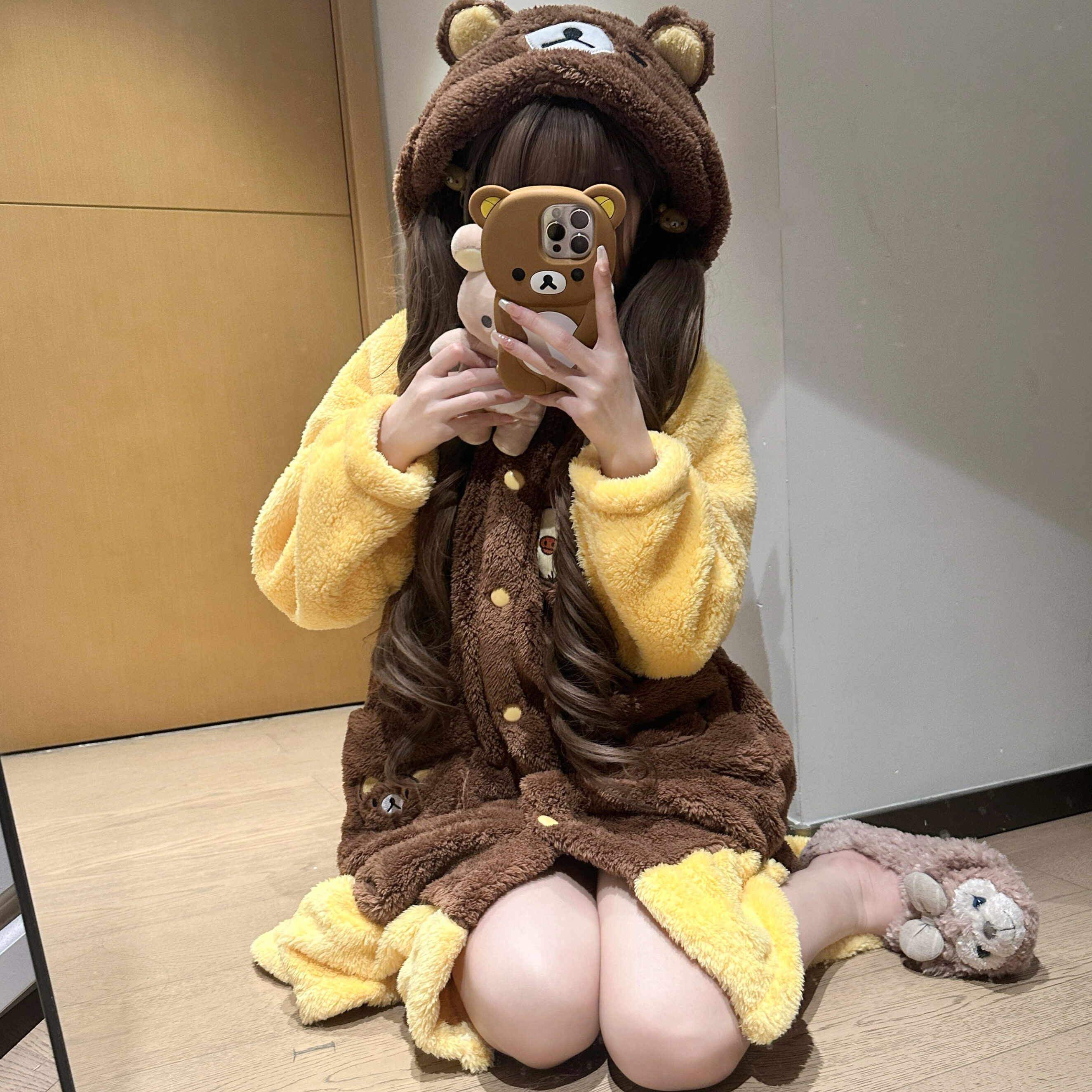 轻松熊秋冬季珊瑚绒睡衣
