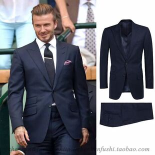 商务风西服套装 结婚宴会订制枪驳头黑色两扣男式 修身 量体定做新款