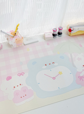 Galactic Bubble原创可爱小熊格子桌面桌垫防水防油可擦