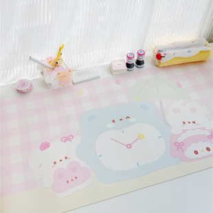 Galactic Bubble原创可爱小熊格子桌面桌垫防水防油可擦