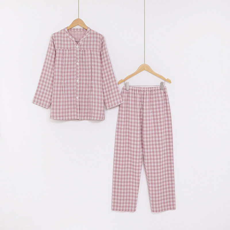 专柜同款无印纯棉孕妇月子服产后哺乳衣喂奶睡衣套装双层纱家居服
