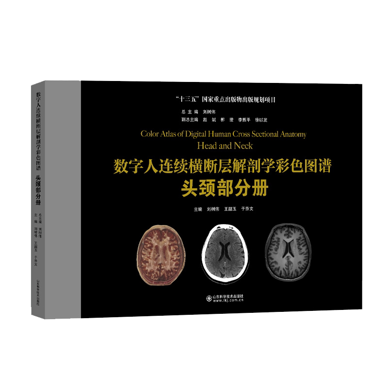 现货正版精装 数字人连续横断层解剖学彩色图谱头颈部分册刘树伟等主编山东科学技术出版社9787572306754