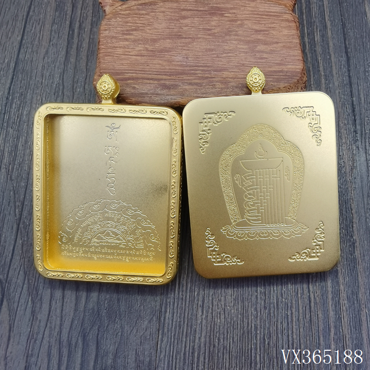 哑金色纯铜唐卡嘎乌盒4*5