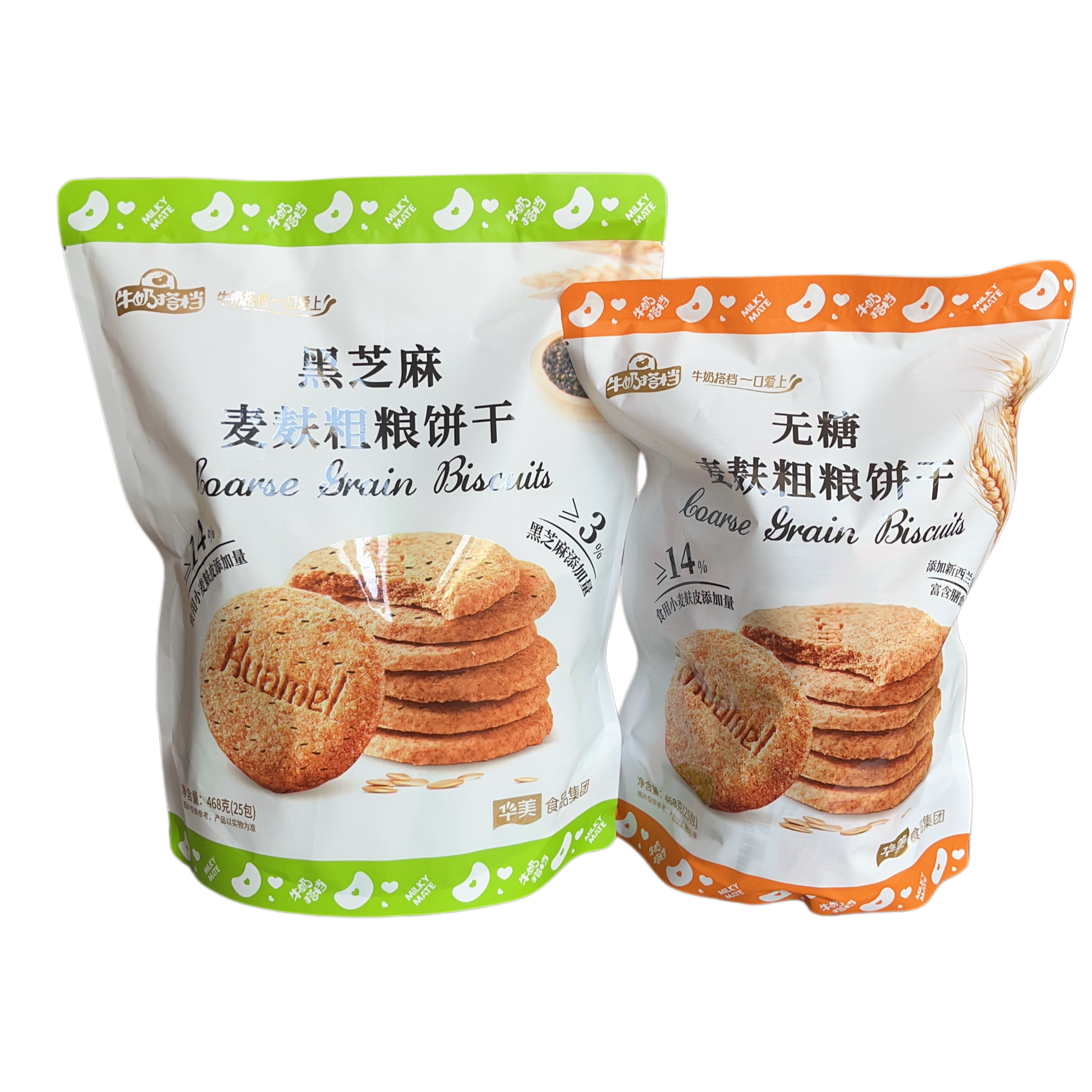 华美468g麦麸粗粮饼干黑芝麻麦麸粗粮饼干休闲零食麦香粗粮饼干