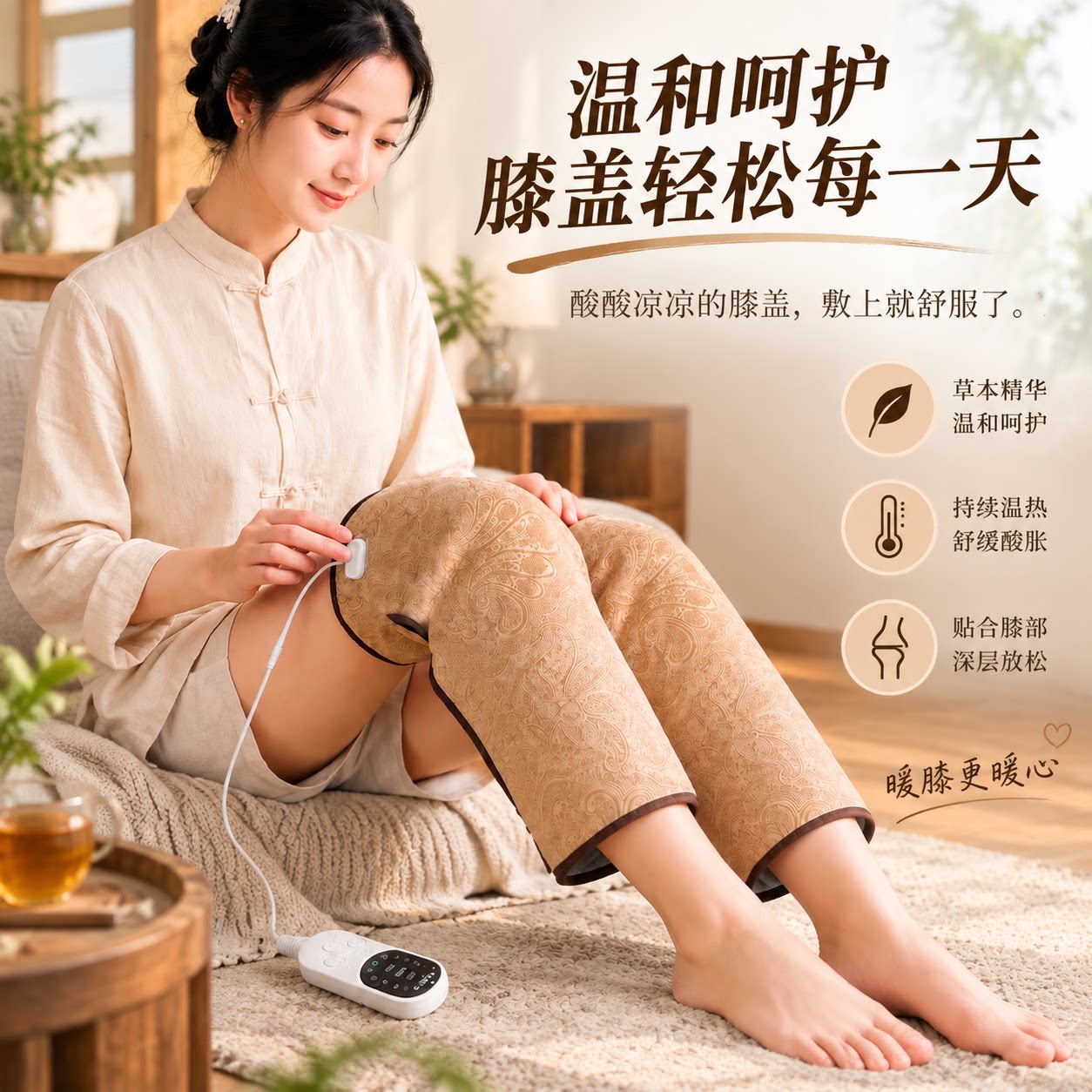 电加热护膝保暖老寒腿膝盖关节盐袋疼痛艾草护腿热敷包艾灸理疗袋