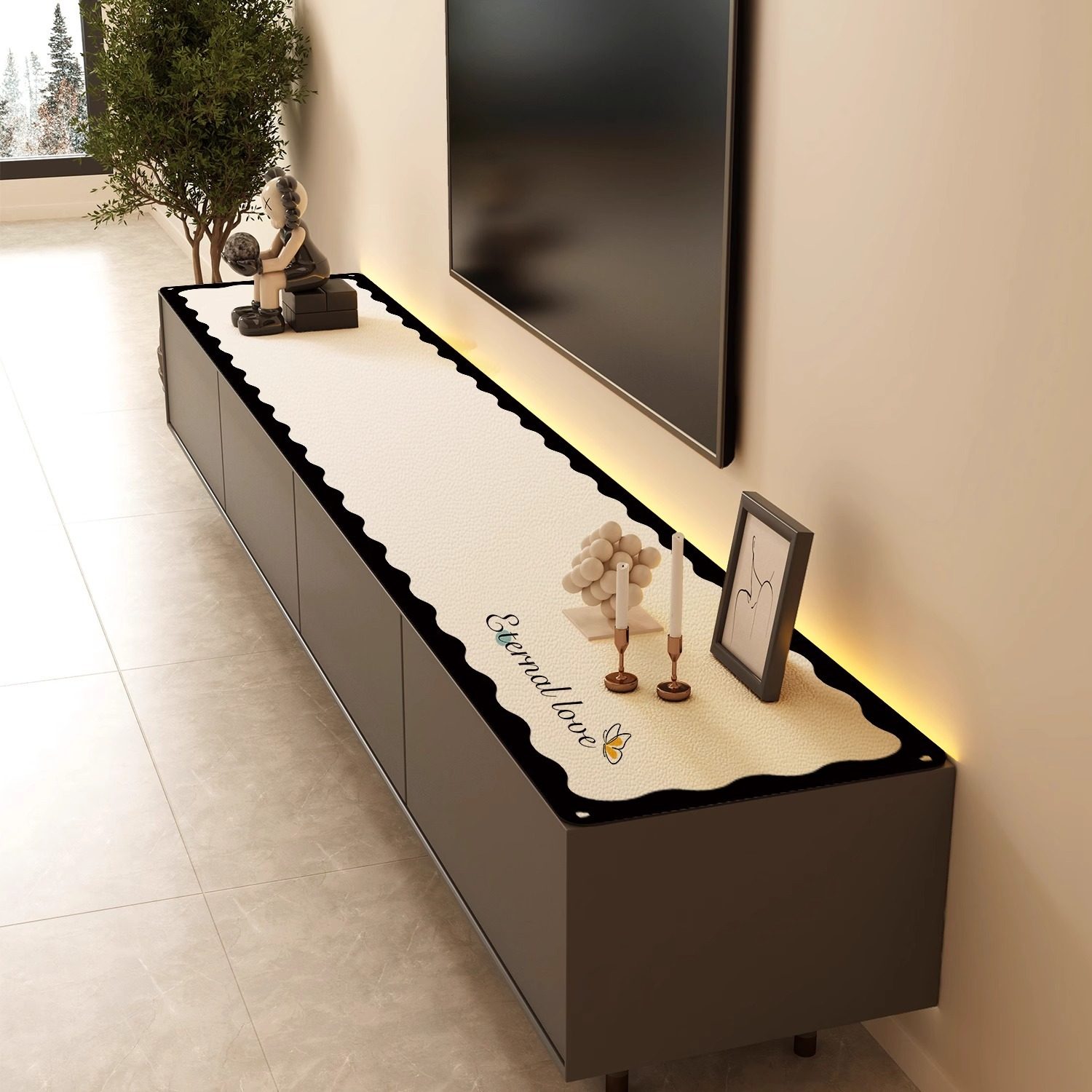 简约电视柜桌垫轻奢高级感防水防油免洗餐边柜盖布鞋柜桌面保护垫,居家布艺,椅套/椅垫,淘宝优惠券,粉丝福利购,淘宝优惠卷