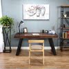 Northern Europe Simplicity Station table Deep color board desk Iron art solid wood non-slip Staff member work Conference table