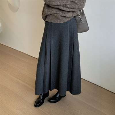 气质温婉加厚羊毛百褶裙