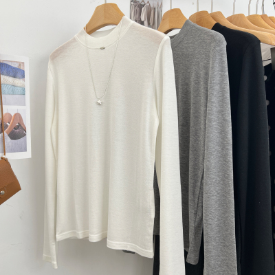 70%天丝 30%羊毛 后背中线半高领面膜打底衫 舒适内搭上衣女秋冬