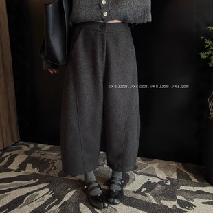 欧洲站2025秋冬新款休闲百搭宽松加绒气球裤女时尚百搭显瘦八分裤