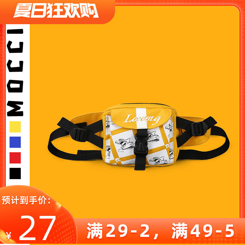 墨西卡小鲨鱼涂鸦腰包多用潮酷胸包个性简约斜挎包