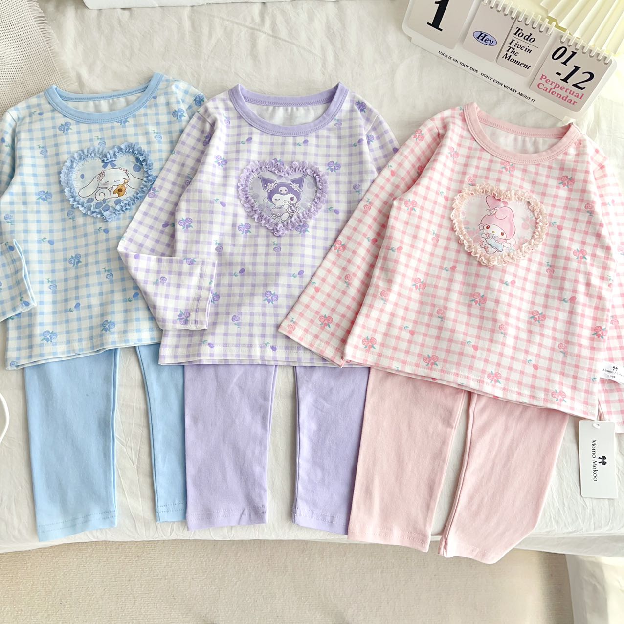 女童家居服可爱睡衣套装爱心四季家居服套装