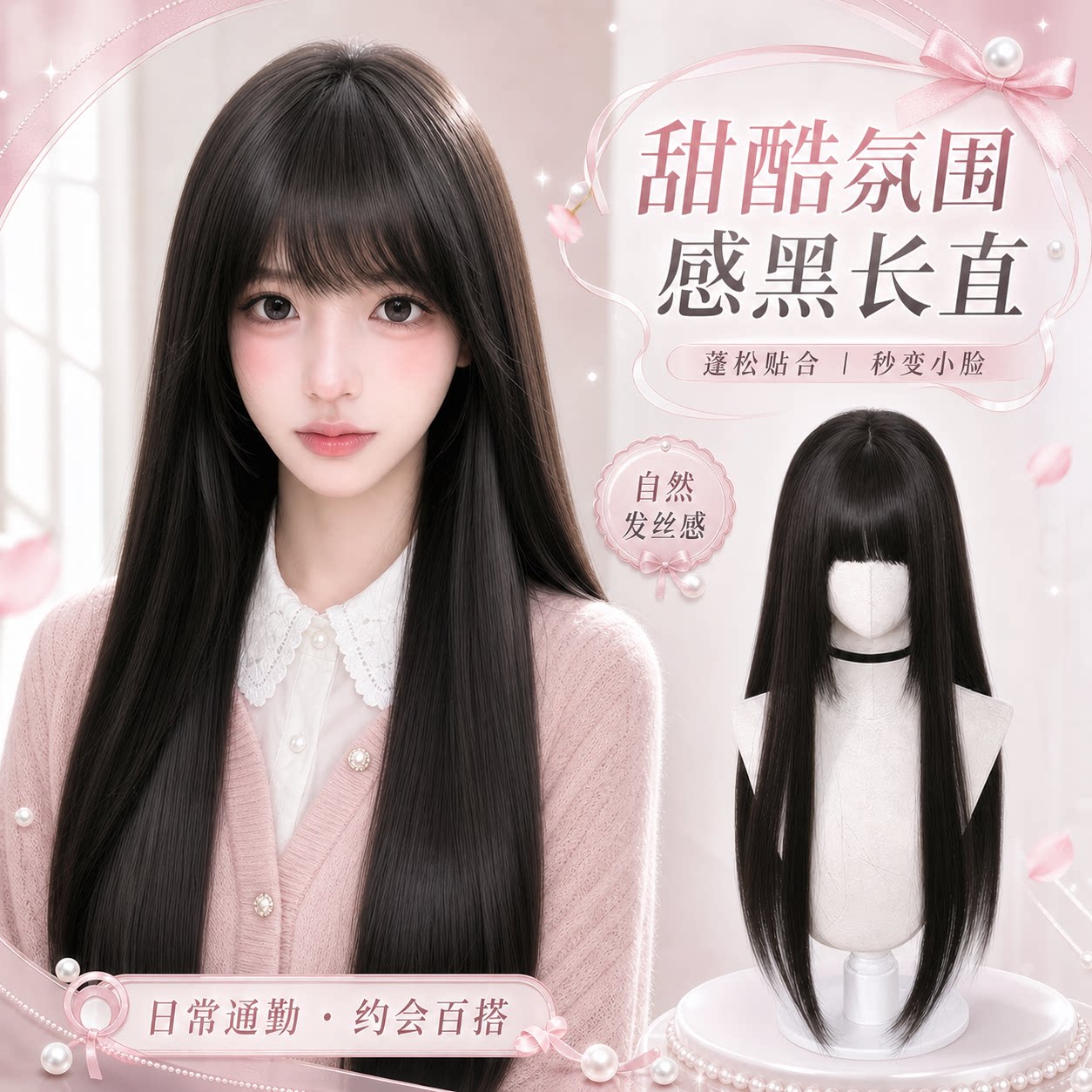 富江风漫画感黑长直假发图片