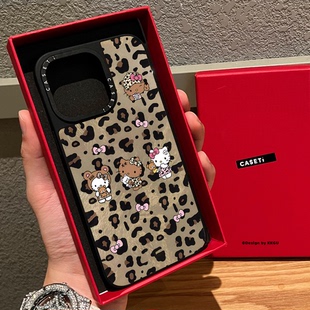 联名甜酷少女豹纹Kitty猫适用iphone16手机壳17promax苹果15pro磁吸MagSafe保护套14日韩新款 13网红12