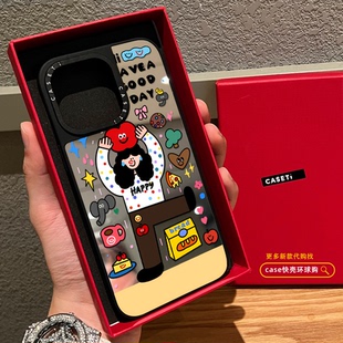 13保护套12 C家联名多巴胺苹果女孩韩风插画适用苹果16pro手机壳iphone15磁吸MagSafe镜面14promax艺术时尚