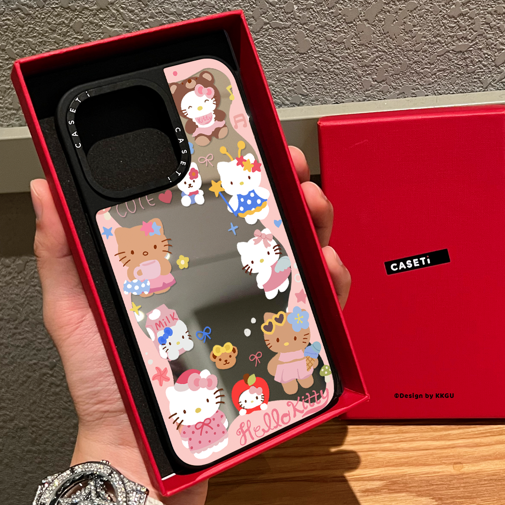 CAST联名满屏kitty小熊围绕集合适用iphone16promax手机壳17pro苹果15plus磁吸MagSafe镜面14日韩卡通13可爱