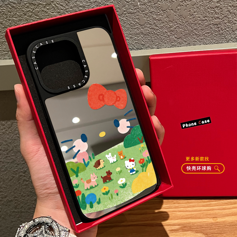 大脸Kitty猫小动物适用iphone17promax手机壳16pro苹果15磁吸MagSafe镜面14plus卡通13可爱少女Air趣味