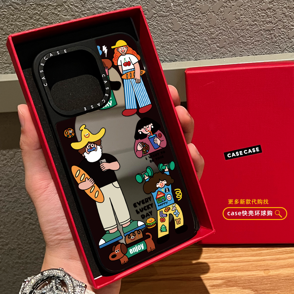 C家环绕多巴胺面包大叔适用iphone17promax手机壳16pro苹果15磁吸MagSafe镜面14plus韩风插画13情侣Air日韩12
