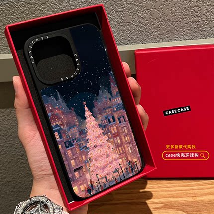 下雪粉红圣诞树适用iphone17promax手机壳16pro苹果15磁吸MagSafe镜面14plus时尚13网红12少女Air日韩