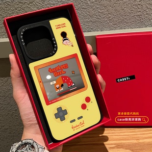 C家下腰女孩联名像素游戏乐园适用苹果16promax手机壳iphone15镜面MagSafe磁吸14pro日韩可爱13卡通12少女