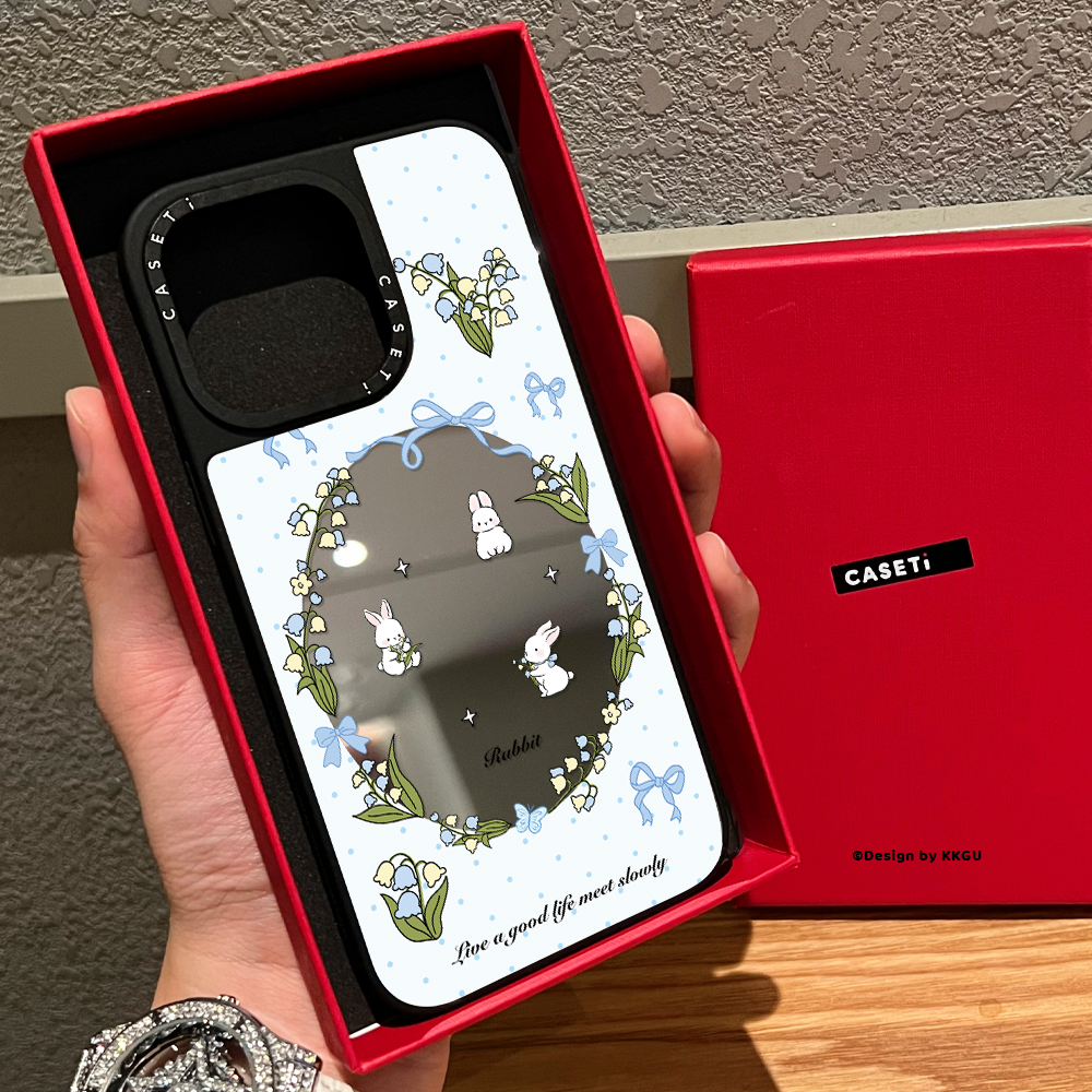 C家联名铃兰花兔子适用iphone16手机壳17promax苹果15pro磁吸MagSafe镜面14日韩ins小清新13甜美少女plus新款
